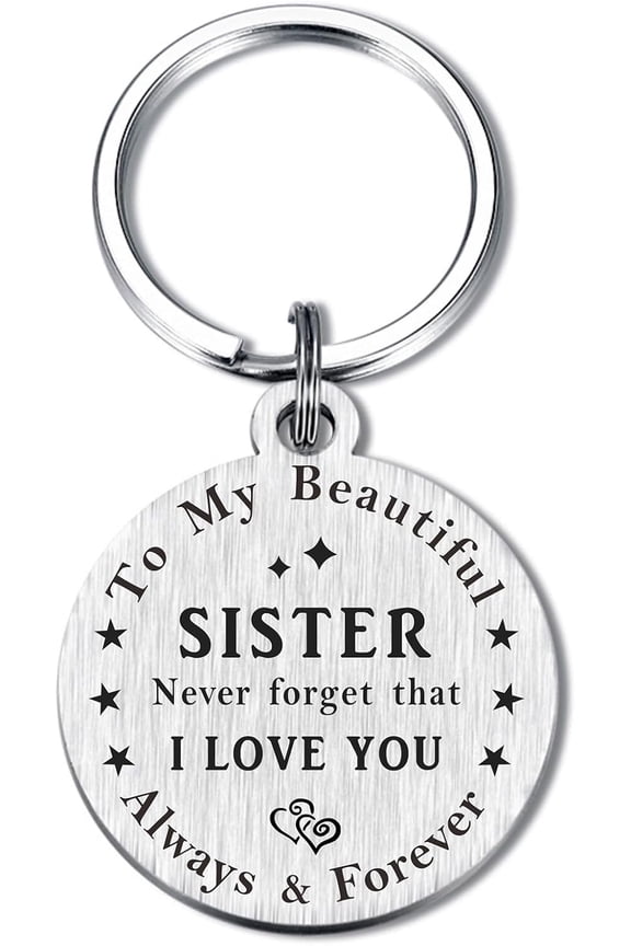 Sisters Gifts - Love & Sister Keychain - Birthday & Christmas Gifts