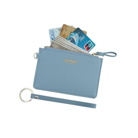 Saipulusi Genuine Leather RFID Blocking Wallet for Women Card Case Holder-Dark Blue