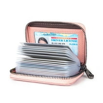 Saipulusi Genuine Leather RFID Blocking Wallet for Women Card Case Holder-Pink