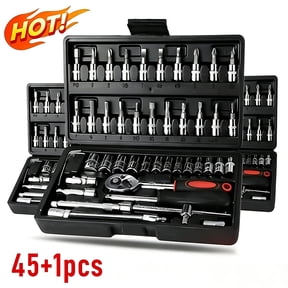 Saisi Premium 46Pcs Black Socket Wrench Set with Ratchet & Case for Home & Auto
