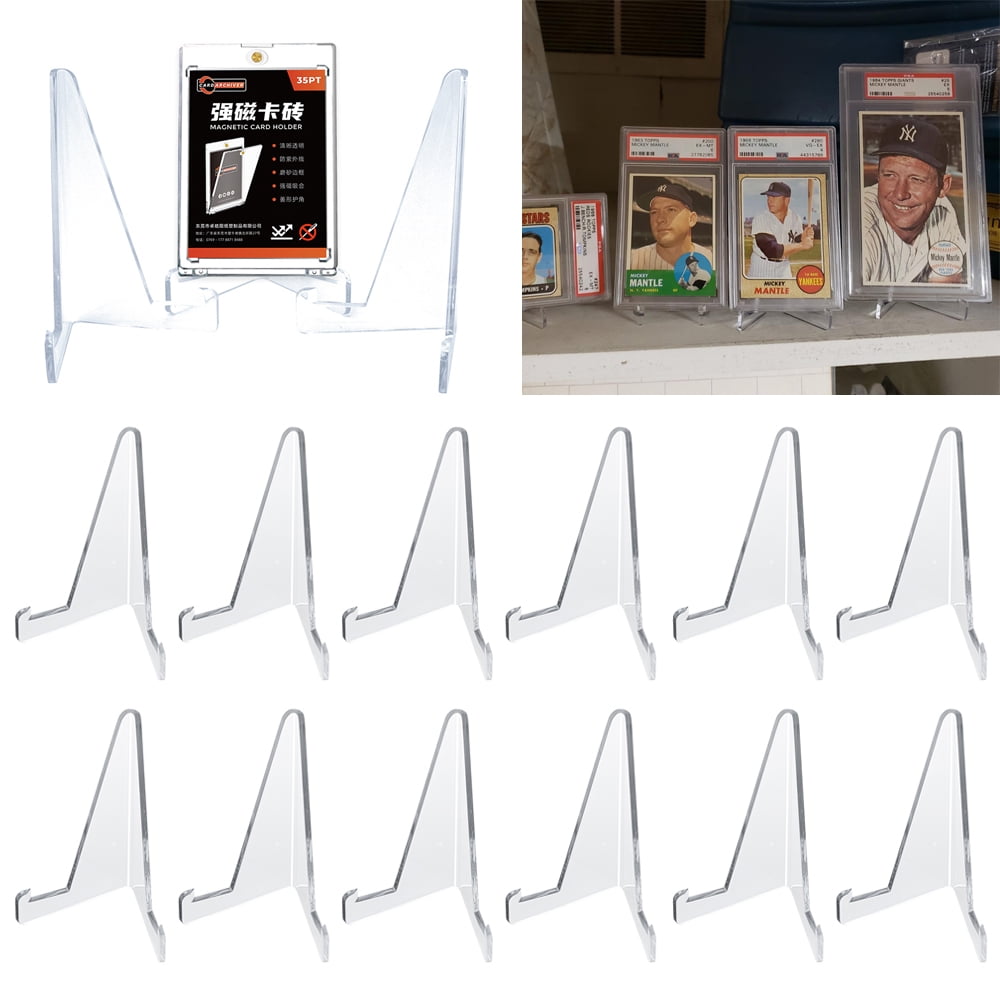 Saistore 20PCS Acrylic Easels Trading Card Stands for Coins Sports Cards Display Holder