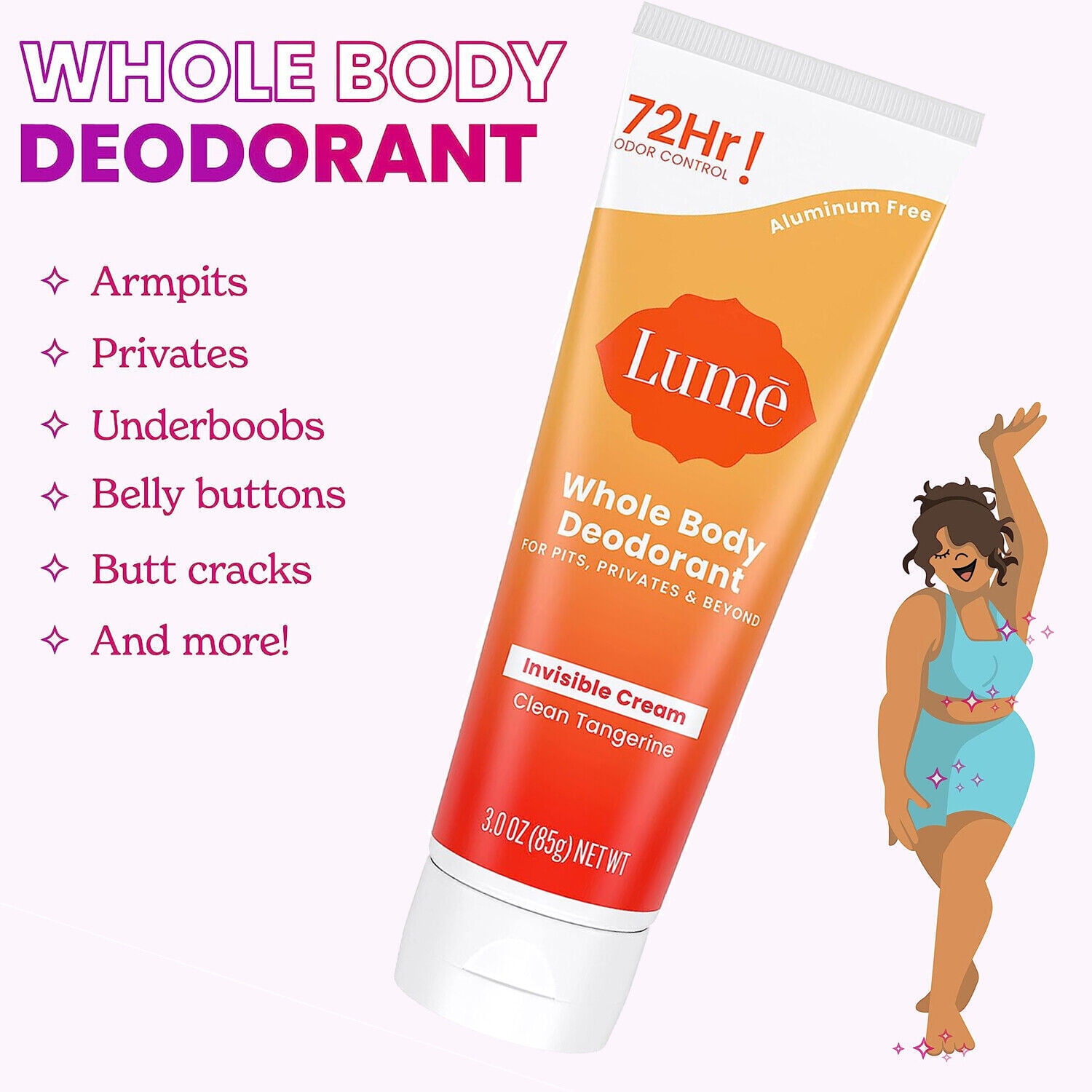 Saistore Lume Clean Tangerine Deodorant 72Hour for Underarms and
