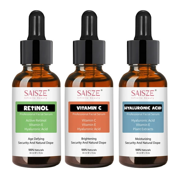 SAISZE Vitamin C Serum Kit, Anti-Aging Face Serum, Retinol Serum & Vitamin C Serum & Hyaluronic Acid Serum Set for Firming, Hydrating for Face Day & Night Skin Care, Perfect Mother's Day Gift