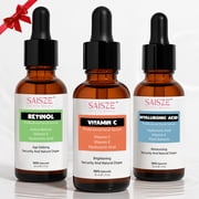 SAISZE Vitamin C Serum Kit   Anti-Aging Retinol, Vitamin C, Hyaluronic Acid Face Serum Set for Firming & Hydrating, Daily Skin Care, Gift Set for Women, Christmas Stocking Stuffer, 1 fl oz x 3