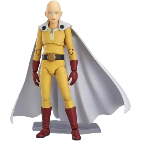 Saitama Figure, Replacement Face Movable Saitama Anime Figures 15cm/5.9inch PVC Handmade Character Model Collectible Handicrafts for Anime Fans Gift