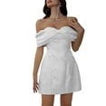 thumbnail image 1 of Saitn Short Cocktail Dresses for Teens Off the Shoulder Homecoming Dress with Party Gowns 2025 Cream White XL, 1 of 8
