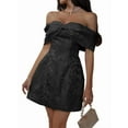 thumbnail image 1 of Saitn Short Cocktail Dresses for Teens Off the Shoulder Homecoming Dress with Party Gowns Black M, 1 of 8