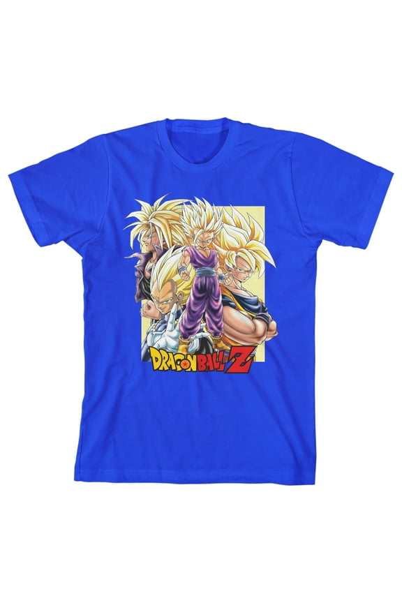 Saiyans Dragon Ball Z Anime Characters Royal Blue Youth Boys Graphic Tee - M