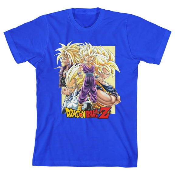 Saiyans Dragon Ball Z Anime Characters Royal Blue Youth Boys Graphic Tee - M