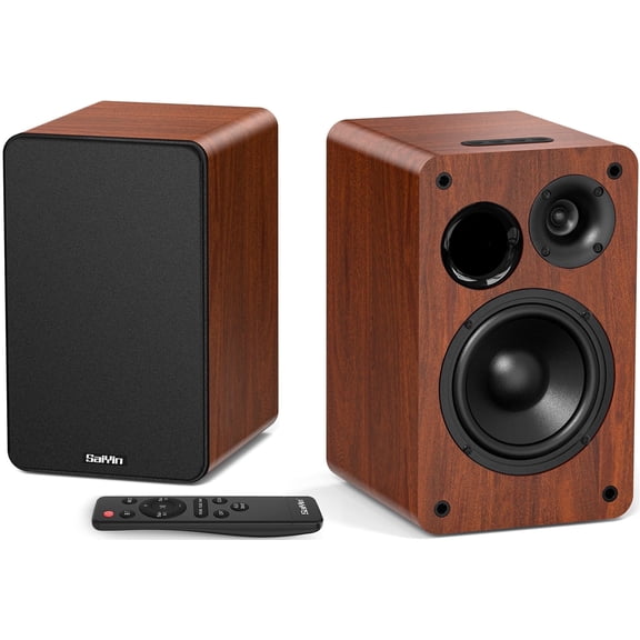 Saiyin Bluetooth Bookshelf Speakers, 30W X 2 Powered TV Speakers with 3.5 Inch Woofer, Turntable Speakers with Optical/AUX/RCA Input for PC and TV