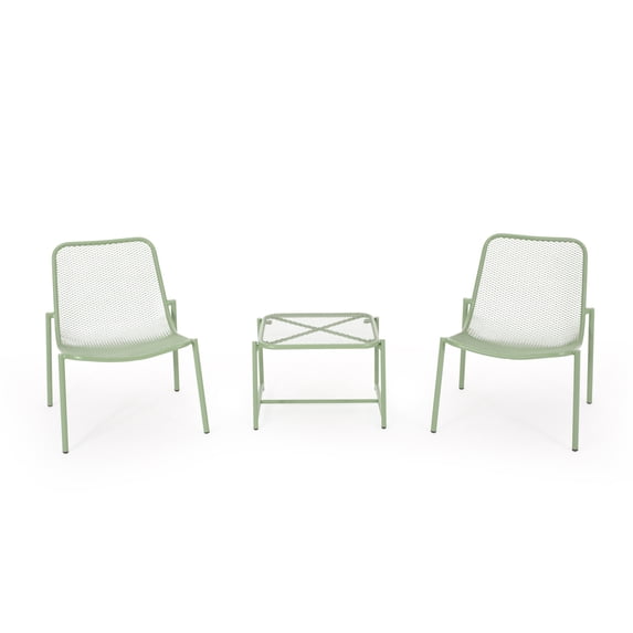 Sajan Outdoor Modern 2 Seater Chat Set, Matte Green