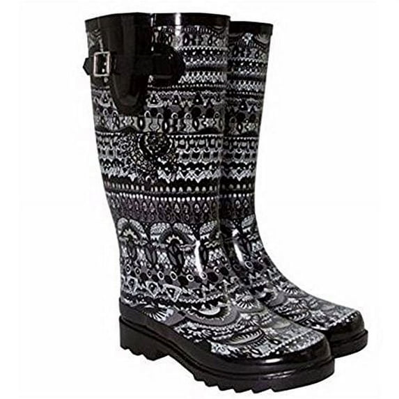 Sak Roots Women's Rain Boots Size 10 M US Black Tonal Print