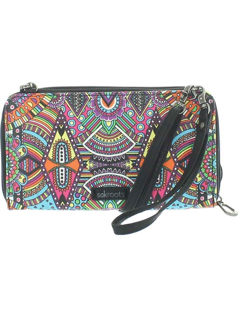SakRoots Womens Artist Circle Faux Leather Zip Around Clutch