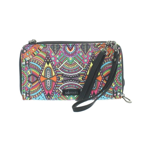 SakRoots Womens Artist Circle Faux Leather Zip Around Clutch Wallet Purple O/S