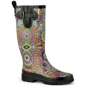 SakRoots Womens Rhythm Printed Knee-High Rain Boots Multi 7 Medium (B,M)
