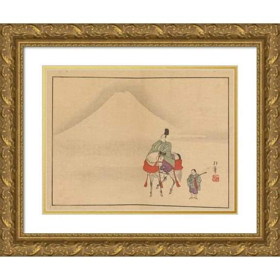 Sakai Hōitsu 18x14 Gold Ornate Wood Frame and Double Matted Museum Art Print Titled - Sakai Hoitsu Gajo, Pl.22 (1800-1912)
