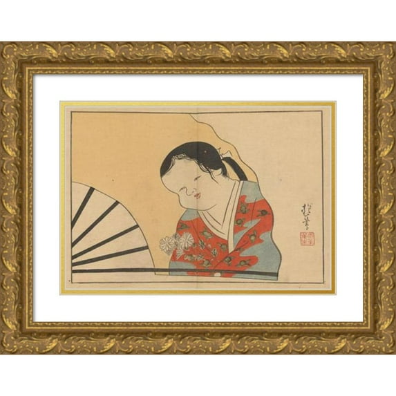 Sakai Hōitsu 18x14 Gold Ornate Wood Frame and Double Matted Museum Art Print Titled - Sakai Hoitsu Gajo, Pl.24 (1800-1912)