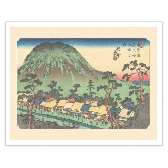 Sakamoto-shuku Station - from Sixty-nine Stations of Kiso Road - Vintage Japanese Ukiyo-e Woodblock Print by Hiroshige, Eisen c.1800s - Fine Art Matte Paper Print (Unframed) 11x14in
