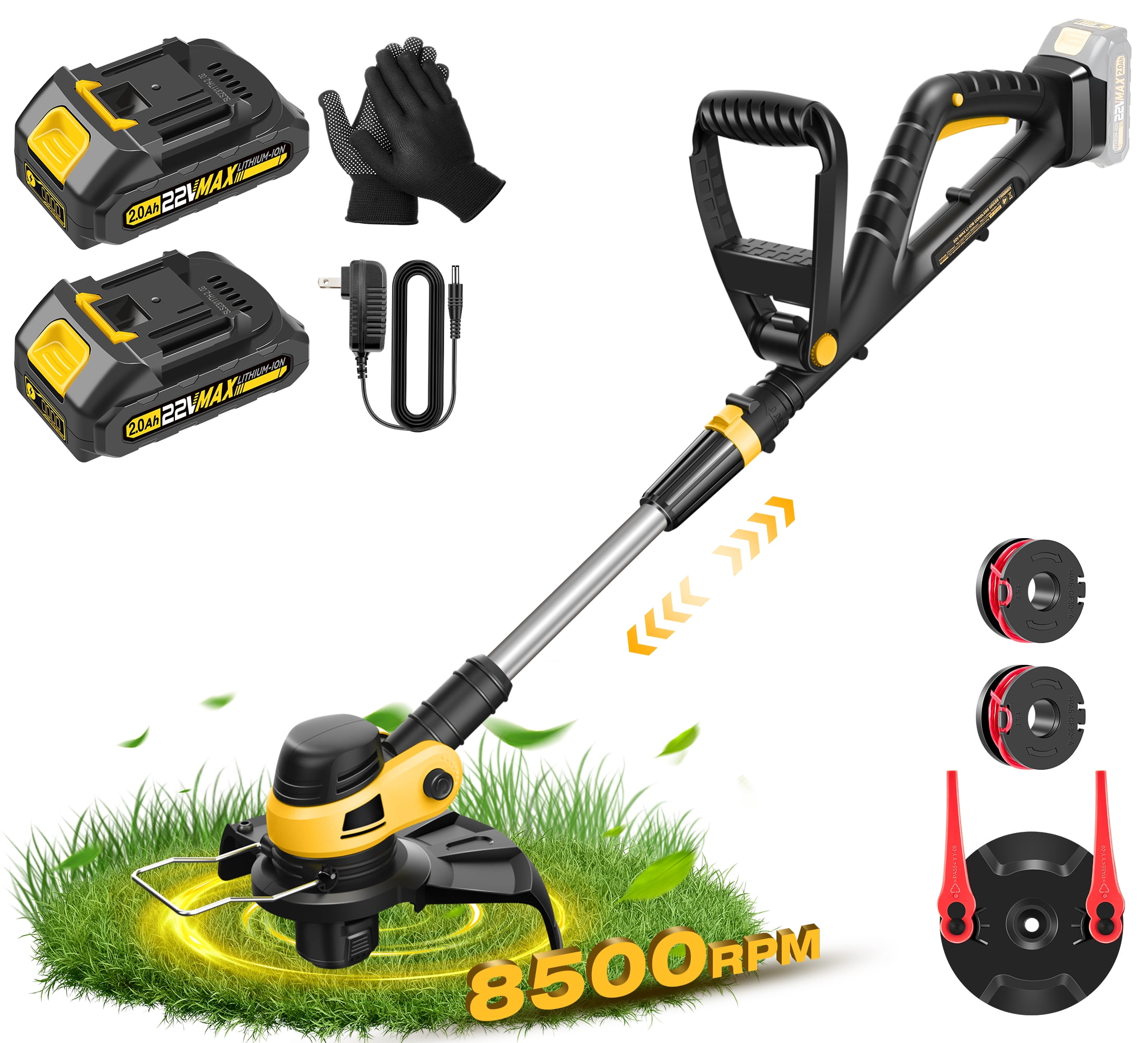 Saker 22V 12" String Trimmer Grass Trimmer/Edger/MiniMower Cordless, 2