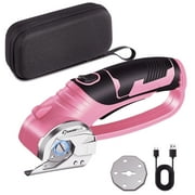 Saker 4V Max Cordless Electric Scissors, Lightweight, Rechargeable Scissors with Safety Lock, LED Light, 220RPM Cutting Speed for Cardboard, Fabric, Leather, Plastic, Pink