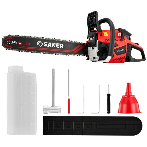 Saker 58cc Gas Chainsaw with 20-Inch Bar, 3.2HP, 2-Cycle Handheld Cordless Gas Powered Chainsaw for Heavy-Duty Wood Cutting & Tree Trimming