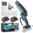 thumbnail image 1 of Saker 6 inch Mini Chainsaw with 2 Batteries & 2 Chains, Electric Chainsaw for Cutting, Ideal for Gardening, Tree Trimming, Blue, 1 of 10