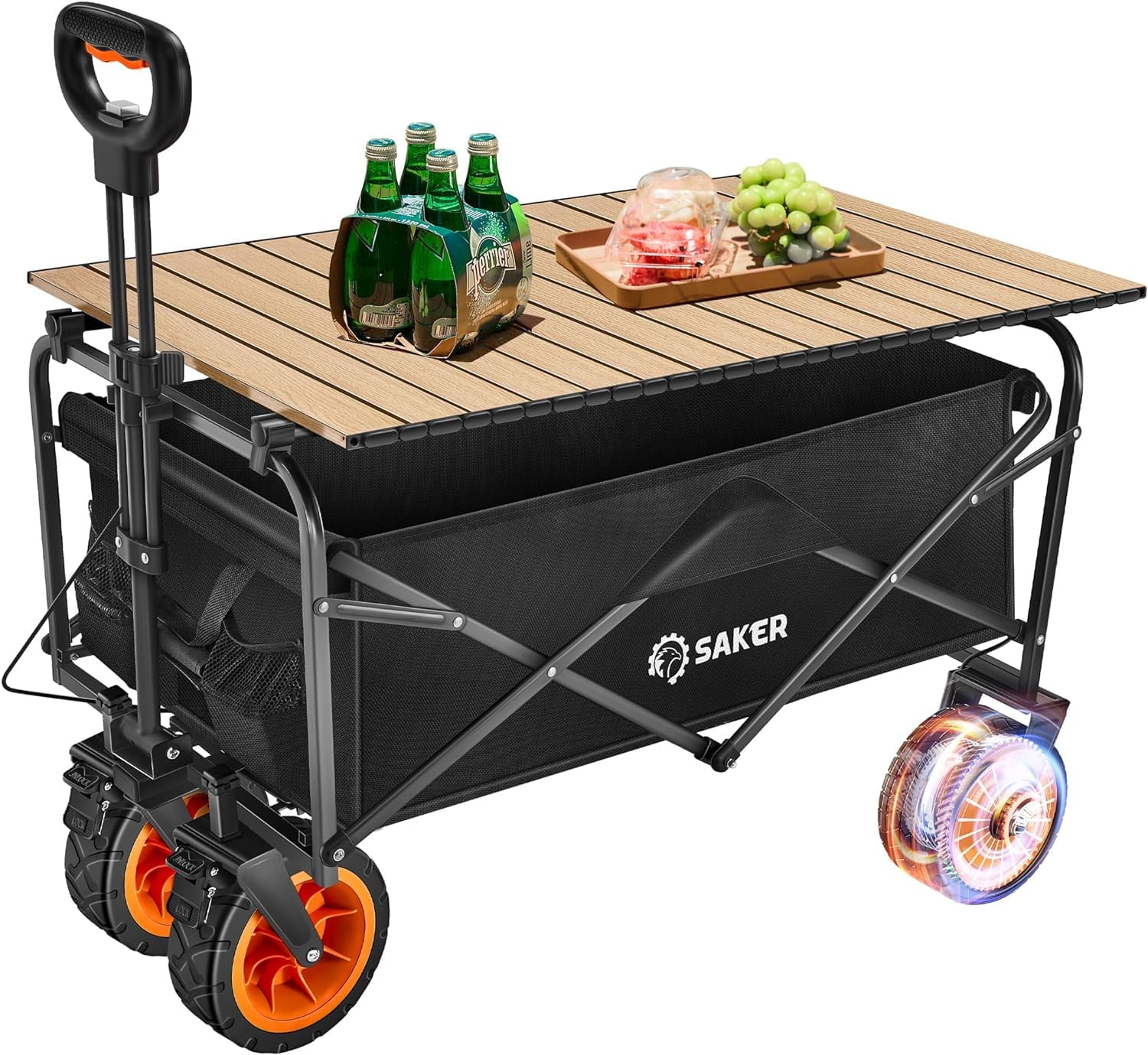 Saker 85 L / 260 lbs Capacity Garden Wagon with Adjustable Telescopic Handle