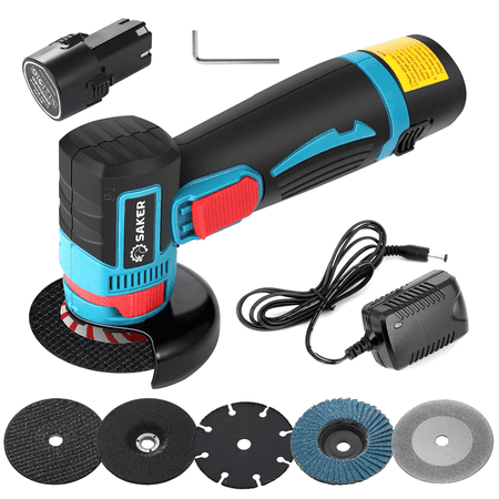 Saker Brushless Angle Grinder,  Cordless Grinder - 12V 16800 RPM Grinder Power Tool with Extra 5 PCS Disc (1PC Battery & Charger)