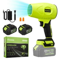 Saker Electric Cordless Leaf Blower with Adjustable Speed, Portable Handheld Leaf Blower with 2x 4.0Ah Batteries for Patio Cleaning, Lawn Care, Green