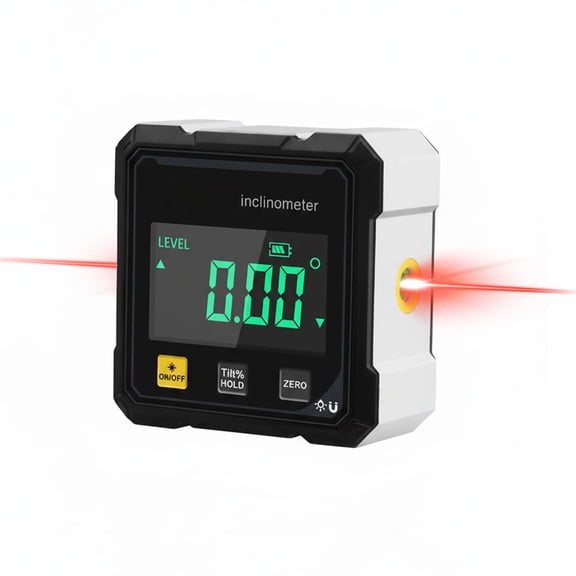 Saker Digital Laser Angle Finder Protractor Tool,360-Degree Digital Angle Gauge, Magnetic Measuring Tool with LCD Display and USB-C Charging for Carpentry, Construction & DIY(1PC)