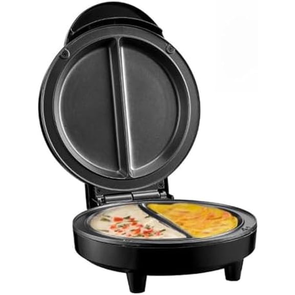 Saker Dual Zone Electric Omelette Maker 2026|Non-Stick Double Omelet Pan with Fast Heating|Perfect for 2 Eggs,Breakfast Sandwiches,Frittatas|1000W Compact Kitchen Appliance (Black)