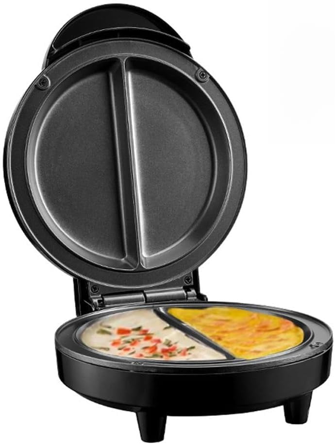Saker Dual Zone Omelette Maker – Non Stick Double Egg Cooker with Fast Heating, Compact 1000W Breakfast Kitchen Appliance for Daily Home Cooking Use