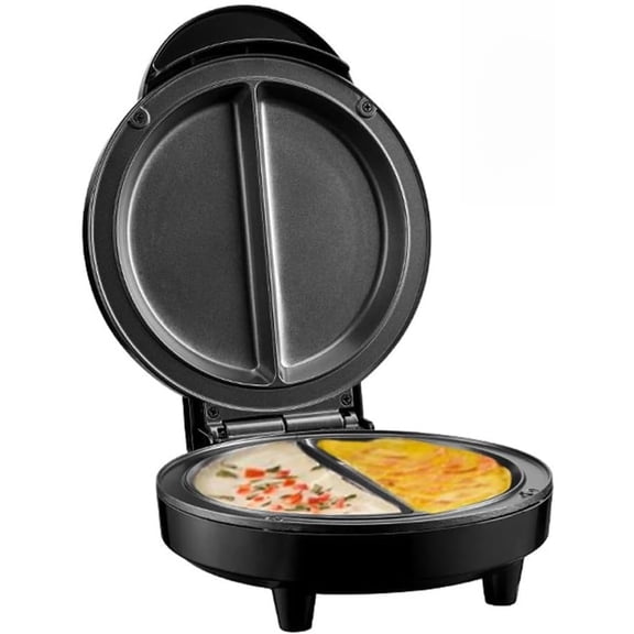 Saker Dual Zone Omelette Maker Non Stick Double Egg Cooker with Fast Heating, Compact 1000W Breakfast Kitchen Appliance for Daily Home Cooking Use