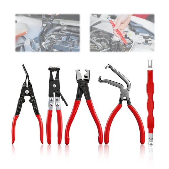 Saker Electrical Disconnect Pliers Electrical Connector Removal Tool – 5PCS Automotive Hose Clamp Tool Set for DIY Car Owners, Safe Electrical Connector Removal, Tight Engine Bay Repair & Maintenance