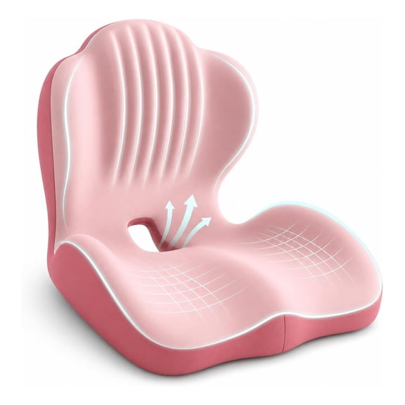 Saker Ergonomic Memory Foam Seat Cushion with Back Support, 2-in-1 Coccyx Cutout Chair Pad for Office, Car, Gaming Chair and Wheelchair, Contoured Lumbar Support for Long Sitting