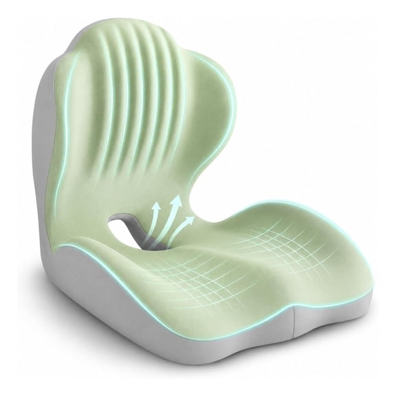 Saker Ergonomic Memory Foam Seat Cushion with Back Support, 2-in-1 Coccyx Cutout Chair Pad, Ergonomic L-Shaped Office Chair Cushion, for Office, Car, Gaming Chair and Wheelchair