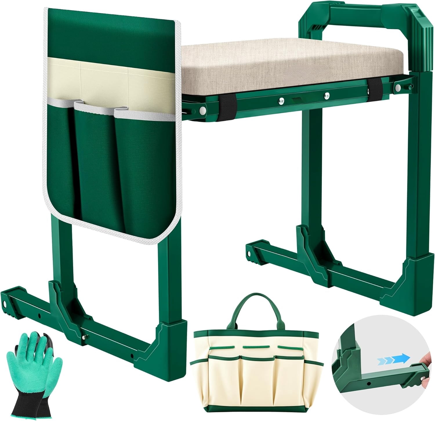 Saker Garden Kneeler and Seat Foldable Gardening Stool with Extendable Legs & Thickened Pad, Tool, Heavy Duty Support for Elderly, Gardening, Outdoor Use