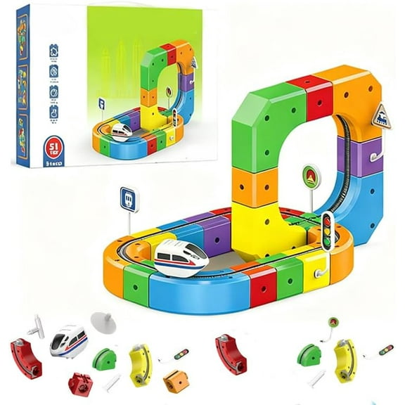 Saker Magical Fusion Track Set,Electric Train Set for Kids with USB Rechargeable Engine and Stable Gliding Tracks