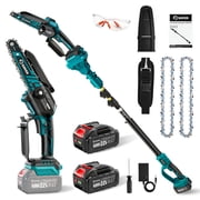 Saker 6-Inch Electric Pole Saw, 2-in-1 Cordless Mini Chainsaw with 2x 22V 4000mAh Batteries, Ideal for Wood Cutting & Tree Trimming