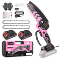thumbnail image 1 of Saker Mini Chainsaw, 6-Inch Electric, Rechargeable, Cordless, Powered by 2x 22V 1500mAh Batteries, Includes 2 Chains, for Women & Elderly, Pink, 1 of 10