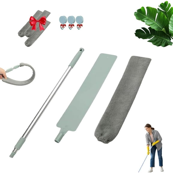 Saker Plus Flat Duster, Retractable Dust Gap Cleaner Tool with Washable Microfiber, Extendable & Bendable Flat Duster for Ceiling, Blinds, Under Furniture and Hard-to-Reach Areas(1pcs)