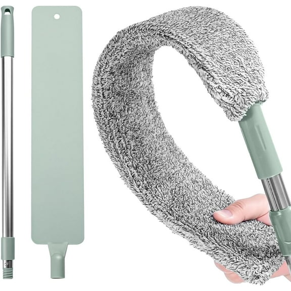 Saker Plus Flat Duster & Retractable Gap Dust Cleaner ,Washable Microfiber Cloths, Extendable Dusting Wand for Tight Spaces Under Furniture, Ceilings & Blinds