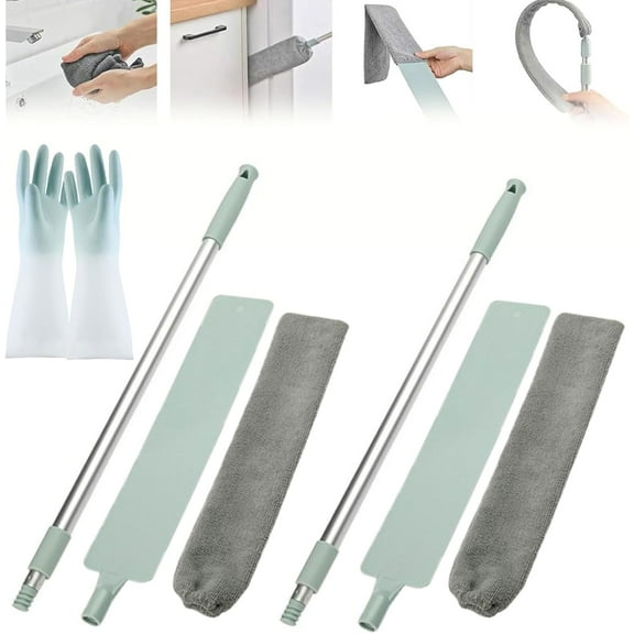 Saker Plus Flat Duster,Retractable Microfiber Gap Dust Cleaning with Bendable & Removable Head,Reusable Washable Dusting Wand for Home,Ceiling,Blinds
