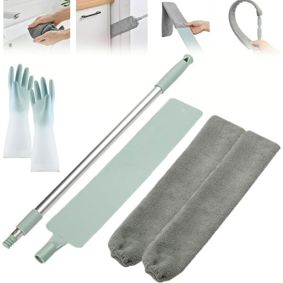 Saker Plus Flat Duster,Retractable Microfiber Gap Dust Cleaning with Bendable & Removable Head,Reusable Washable Dusting Wand for Home,Ceiling,Blinds