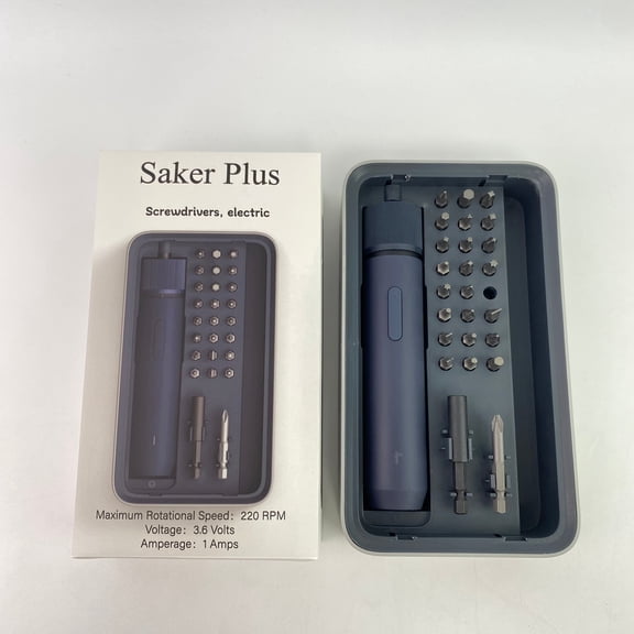 Saker Plus Screwdrivers, electric,Electric Screwdriver Kit, Upgraded Bit Set, 3.6V Cordless Screwdriver Rechargeable, Magnetic Case Lid, 3 Torque Settings, 1500mAh Battery