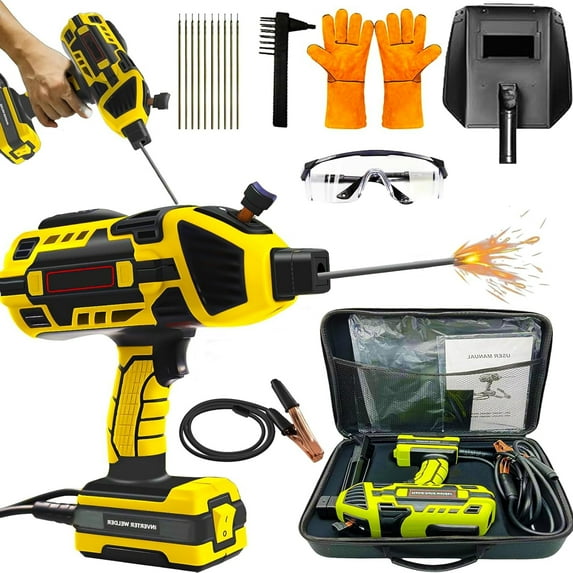 Saker Portable Welding Machine, 2025 New 6 Gears 20-120A Portable Handheld Welding Machine, 110V Portable Welder Handheld with IGBT Inverter for 1/16"-1/8" Welding Rods (Yellow)