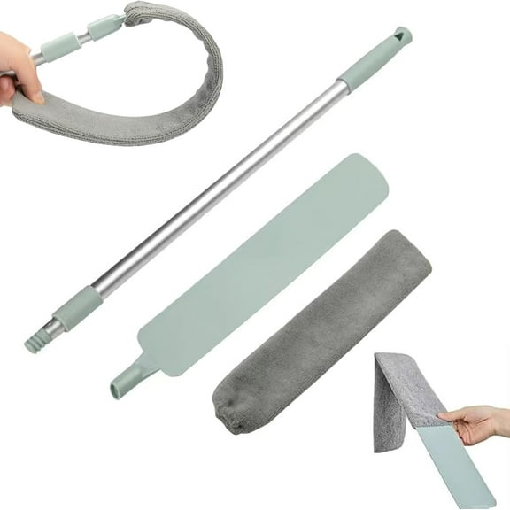 Saker Retractable Gap Dust Cleaner - Extendable Flat Duster with Microfiber Head for Under Furniture, Hard-to-Reach Areas & Appliances Cleaning