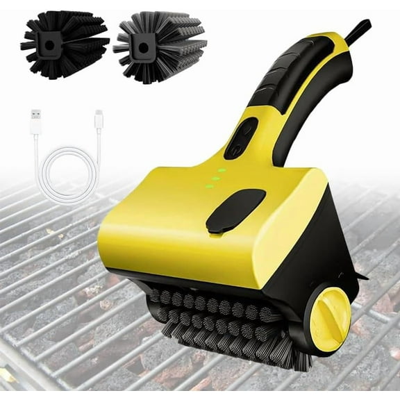 Saker Sakerplus Electric Grill Cleaner: Cordless Rechargeable Grill Clean Brushes Automatic Robot for Outdoor BBQ - 360 Rotating Cleaning Brush with Replacement Bristles
