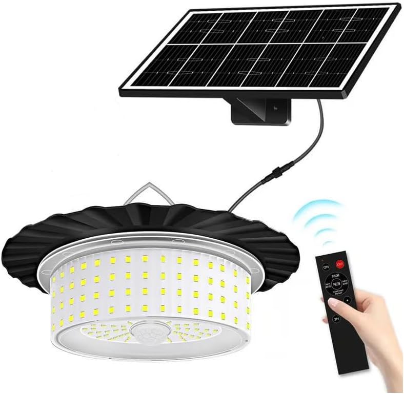 Saker Sakerplus Solar Shed Barn Light 244 LED Solar Pendant Light 360 Degree Motion Sensor Light