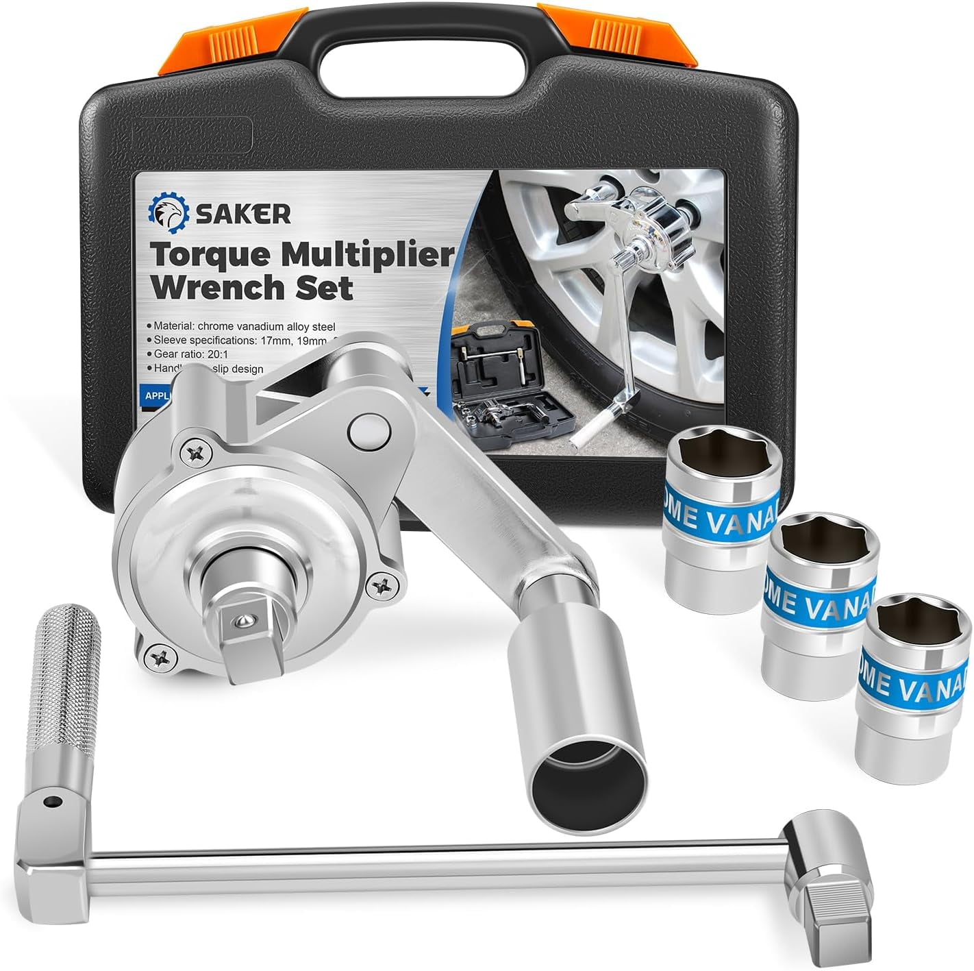 Saker Torque Multiplier Wrench Set, 120 Gear Ratio, Heavy Duty LaborSaving Kit for Car Tire